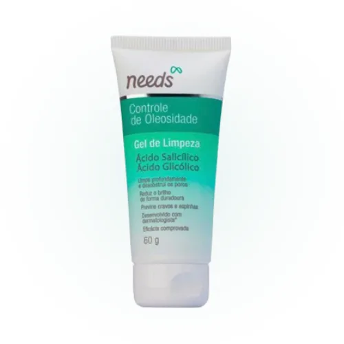 Frasco do Gel de Limpeza Facial Needs Controle de Oleosidade, indicado para peles mistas e oleosas, que ajuda a remover impurezas, controlar o brilho e deixar a pele com sensação de frescor e limpeza.